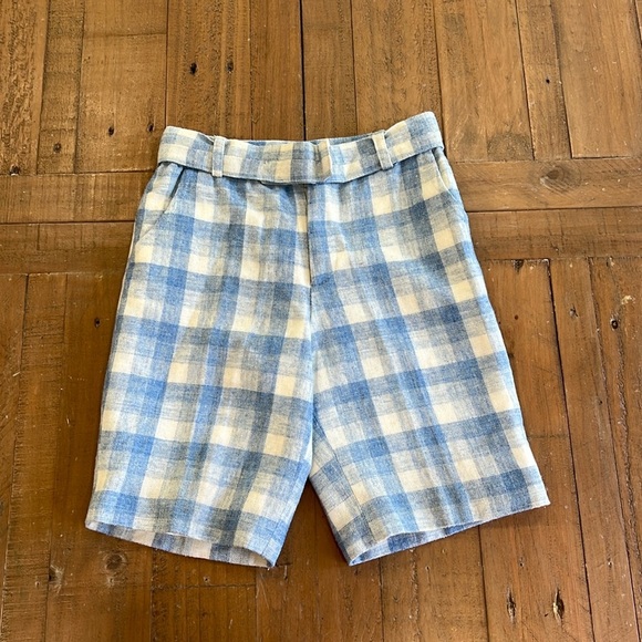Vintage blue plaid wool blend Spanish shorts - Picture 1 of 5